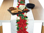 Christmas Table Runners | Pointsettia Table Runner | Winter Decorations for Home | Festive Holiday Table Decor | Kitchen Dining Table Runner | Made in The USA | 14" x 108" Long by FabricTextileProductsInc