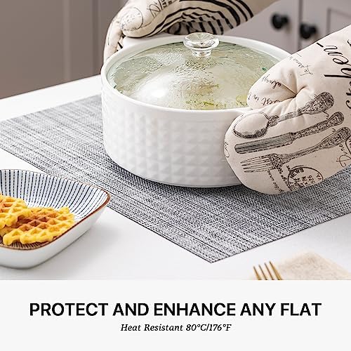 LEXMORE PlaceMats Set of 12 Vinyl/Plastic Woven Place Mats for Kitchen Table Indoor/Outdoor Washable PlaceMat Wipeable Dining Table Mats(Gray) - Image 5