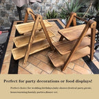 Wooden 3 Tier Serving Tray, Detachable Cupcake Stand, Rectangle Serving Platter Three Tiered Stand,Fruit,Appetizer,Dessert Decorative Tray Decor Party Food Table Display - Image 5