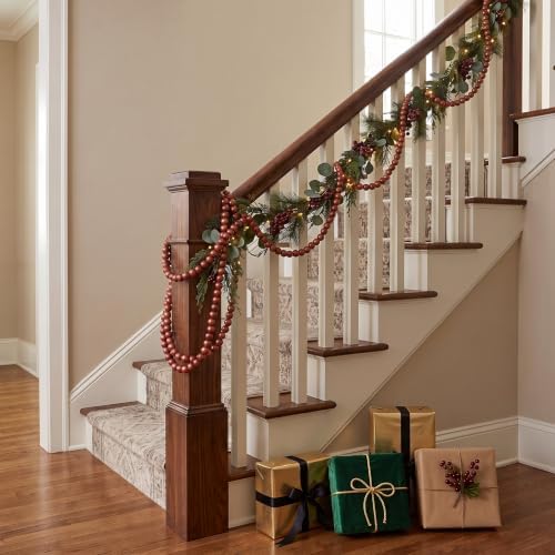 ZenNex 65.6 Ft Christmas Wooden Bead Garland 2 Pcs Long Bead String,Drakred - Image 7