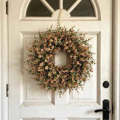 Large Artificial Fall Wreath Eucalyptus Leaves for Front Door Outdoor Decor - Image 2