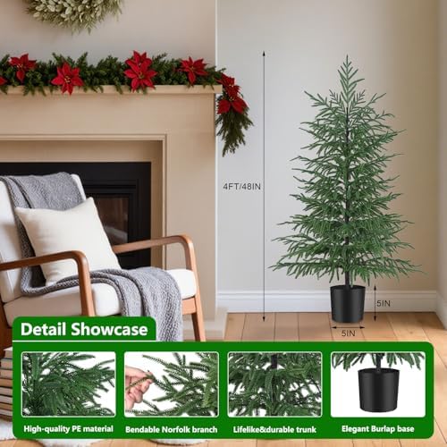 Grooy 2 Pack 4FT Artificial Norfolk Pine Tree - Image 3