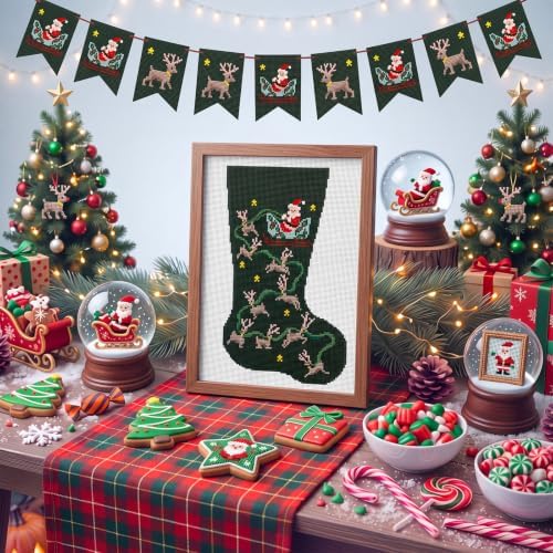 Janinka 21 Pcs Christmas Stocking Santa's 18 Mesh Needlepoint Canvas Kit - Image 6