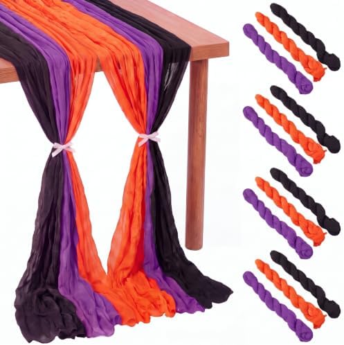 Remagr 12 Pcs Halloween Cheesecloth Gauze Table Runners Black Orange Purple by Remagr
