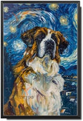Metal Sign Vintage Tin Sign Saint Bernard Starry Night Bernard Gentle Saint in A Celestial Sky for Home Alpine Lodge and Seasonal Displays Rustproof Aluminum 8×12 Inches with Metal Frame by YmyooForTinSign