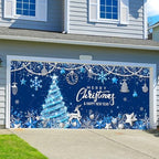 Tiamon Christmas Garage Door Cover Banner 7x16 ft Outdoor Xmas, Blue Gold - Image 5