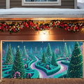 Christmas Maze with Trees Garage Door Banner 7x16FT, Winter Wonderland Holiday Scene, Outdoor Xmas Decoration for Garage Doors, Large Garage Cover for Christma by ANNAQUEEN