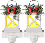 Therwen 2 Pcs Christmas Stocking Holders Lantern, LED, Classic, White by Therwen