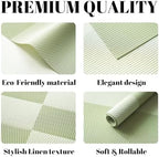 Placemats Set of 12 Vinyl/Plastic Woven Place Mats for Kitchen Table Indoor/Outdoor Washable Placemat Wipeable Dining Table Mats (Green Cube,12) - Image 2
