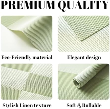 Placemats Set of 12 Vinyl/Plastic Woven Place Mats for Kitchen Table Indoor/Outdoor Washable Placemat Wipeable Dining Table Mats (Green Cube,12) - Image 2