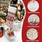 LIBWYS Knit Christmas Stockings with Patterns Reindeer, Tree, Snowflake, Snowman-4 Pack 18 Inch Large Knit Stockings, Personalized Christmas Stockings with DIY Name Tags for Family Holiday Decor - Image 4