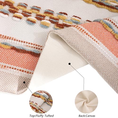 Boho Tufted Throw Pillow Covers 18x18 Set of 2 Orange - Image 3