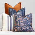 Floral Boho Decorative Throw Pillow Covers, Set of 4, 18x18 Inch Navy Blue Earth Tone Patterned Accent Pillow Covers by Unknown
