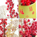 Chinese New Year Table Ornament, Artificial Branches Fortune Lucky Tree, Spring Festival Artificial Red Berry Flower Arrangement for Asian Lunar New Year Desktop Centerpiece - Image 4