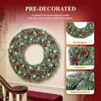VINGLI 36Inch Frosted Christmas Wreath with 70 LED Lights, Battery Operated - Image 3