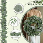 10 Pack Artificial Eucalyptus Garland with Willow Leaves 6.4 ft Artificial Greenery Vine Swag Faux Silver Dollar and Willow Leaves Garland for Wedding Table Runner Doorway Decoration Indoor Outdoor - Image 2