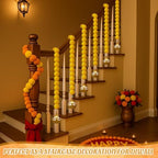 Norme 12 Pcs Marigold Garland 2.6 ft Long Strands Artificial Marigold Flowers Garland with Pendant Flower String Indian Diwali Decorations for Pooja Indian Wedding Dia De Los Muertos(Yellow) - Image 5