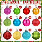 Lunmon 64 Pcs Neon Christmas Ball Ornaments Shiny Bright Multicolor Baubles - Image 3