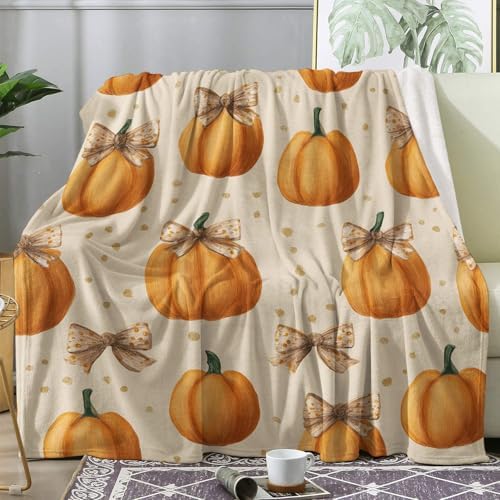 Pumpkin Blanket, Autumn Harvest Fleece Throw Blanket Twin XL Size for Couch Bed Sofa, Fall Seasonal Blankets and Throws, Decor & Gifts, Super Soft Plush Flannel Blanket, 66x90 by Unknown
