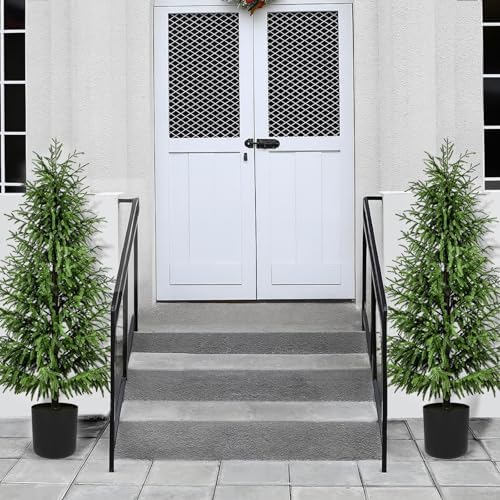 5FT Christmas Tree, Artificial Norfolk Pine Without Lights, Real-Touch PE Material, Family & Pet Friendly, Unlit Faux Xmas Tree in Black Pot for Indoor Outdoor Decor - Image 4