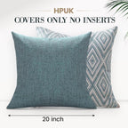HPUK Throw Pillow Covers 20x20, Set of 4, Blue Textured Couch Pillow Covers - Image 2
