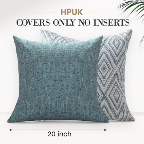 HPUK Throw Pillow Covers 20x20, Set of 4, Blue Textured Couch Pillow Covers - Image 2