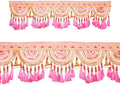 Decorative Toran Door Hanging Artificial Velvet Cloth Bandanwar Beads Wall Toran Wall Hanging Indian Traditional Festival Main Door Entrance Window Home Temple Living Room Valance (Size:-36")(Pink) by AditriCreation