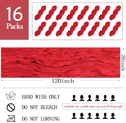 16 Pack Red Cheesecloth Table Runner 20 x 120 inch Gauze Table Runners 10 FT Long,Semi Sheer Boho Cheese Cloth Fabric Table Runner Bulk for Party,Wedding,Baby Shower,Bridal Shower Decoration - Image 2
