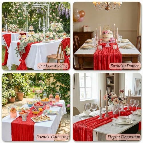 12Pack Red Cheesecloth Table Runners 10FT Gauze Table Runner - Image 3