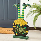 glitzhome St. Patrick's Porch Sign Leprechaun Pot of Gold Porch Decor,Farmhouse Rustic 24"H Wooden Porch Board Welcome Sign for Front Door Porch Deck Patio or Wall Indoor Outdoor and Yard Decor by Glitzhome