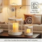 Vela Lanterns Decorative Indoor Birdcage Candle Holder Set of 2, White - Image 3