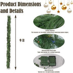 TW SHINE 9 FT Pre-Lit Christmas Garland Decorations, 50 LED Lighted Artificial Norfolk Pine Garlands with 8 Modes, Green Garland for Indoor Outdoor Table Mantle Stairs Fireplace Decor, Multi-Colored - Image 2