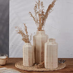 Ceramic Rustic Farmhouse Vase Set of 3,Ice Cracked Glazed Terracotta Vase by LUKA
