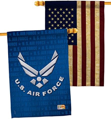 US Air Force House Flag - Pack Armed Forces USAF United State American Military Veteran Retire Official USA Vintage Applique - Decoration Banner Small Garden Yard Gift Double-Sided Imported 28 X 40 by Breeze+Decor