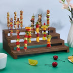 PH PandaHall 4-Tier Wooden Food Skewer Display Stand, 120 Holes Fruit Kabobs Skewers Display Board Catering Supplies Clay Perfume Jewelry Rack for Appetizers Cocktail Parties Picnic, 13.8x9.5x4.7inch - Image 4
