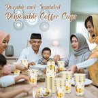 Domensi 100 Pack Eid Mubarak Paper Cups Gold Foil Disposable, White - Image 4