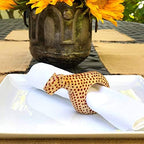 Global Crafts KWF012_C - Handcarved Mahogany Wooden Napkin Ring Holders - Cheetah, Set of 6 - Image 3