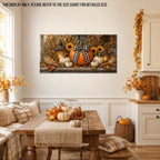 WAXWHELK Pumpkin Fall Canvas Wall Art, Lanterns Sunflowers and Gingham Bow Rustic Farmhouse Painting Pictures, Pumpkin Autumn Thanksgiving Artwork Decor for Bedroom Living Room (20"x40") - Image 3
