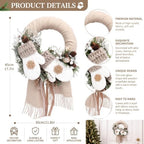 Suncalla 20" Winter Farmhouse Wreath Xmas Door Decor Snowflake Gloves - Image 3