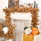 2 Packs Fall Leaves Garland, 6.4ft/Piece Artificial Fall Foliage Garland - Image 3