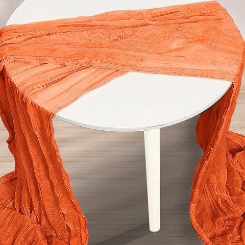 10 Pack Orange Cheesecloth Table Runner 35x120 Inch 10Ft Rustic Gauze Cheese Cloth Table Runner Sheer Cheesecloth Table Runners for Wedding Party Bridal Shower Decoration - Image 2