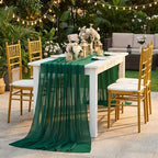 Emerald Green Chiffon Table Runner 15 Pieces 10Ft Boho Christmas Runners - Image 4