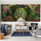7 * 16FT Summer Garage Door Cover Decorations Sunset Palm Trees Garage Door Banner for Outdoor Indoor Summer Party Photography Backdrop (flower arch, 7 * 16 ft) - Image 6