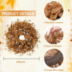 26 Inch Fall Wreath for Front Door, Artificial Eucalyptus Porch Decor (26in) - Image 2