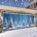 Winter Wonderland Garage Door Banner – Snowy Forest with Candlelight Scene – Holiday Outdoor Decoration for Home or Events - Image 6