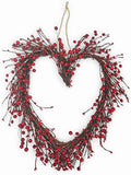 4E's Novelty Valentines Day Wreath - 15" Heart Grapevine Wreath with Red Berries for Valentines Day Indoor Outdoor Decorations by 4EsNovelty