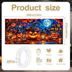 Halloween Garage Door Banner Background Cover 7x16 FT Large Spooky Pumpkin Witch Hat Haunted House Backdrop Hanging Decor for Double Car Garage Door Outside Yard Party Holiday Decorations - Image 2
