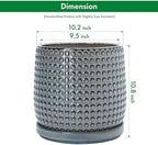 D'vine Dev Beaded Ceramic Pot with Saucer, 10 in, Graphite Blue, 27-C-P-9 - Image 3