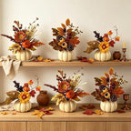 YLOLUL Set of 6 Mini Fall Pumpkin Floral Table Centerpiece Decoration - Image 2