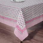 CPC Tablecloth 100% Cotton 72x190 Inch Indian Block Print Rectangle Table Cover, Pink Table Cloth for Weddings, Spring/Summer, Barbeque - Pink Sapphire - Image 3